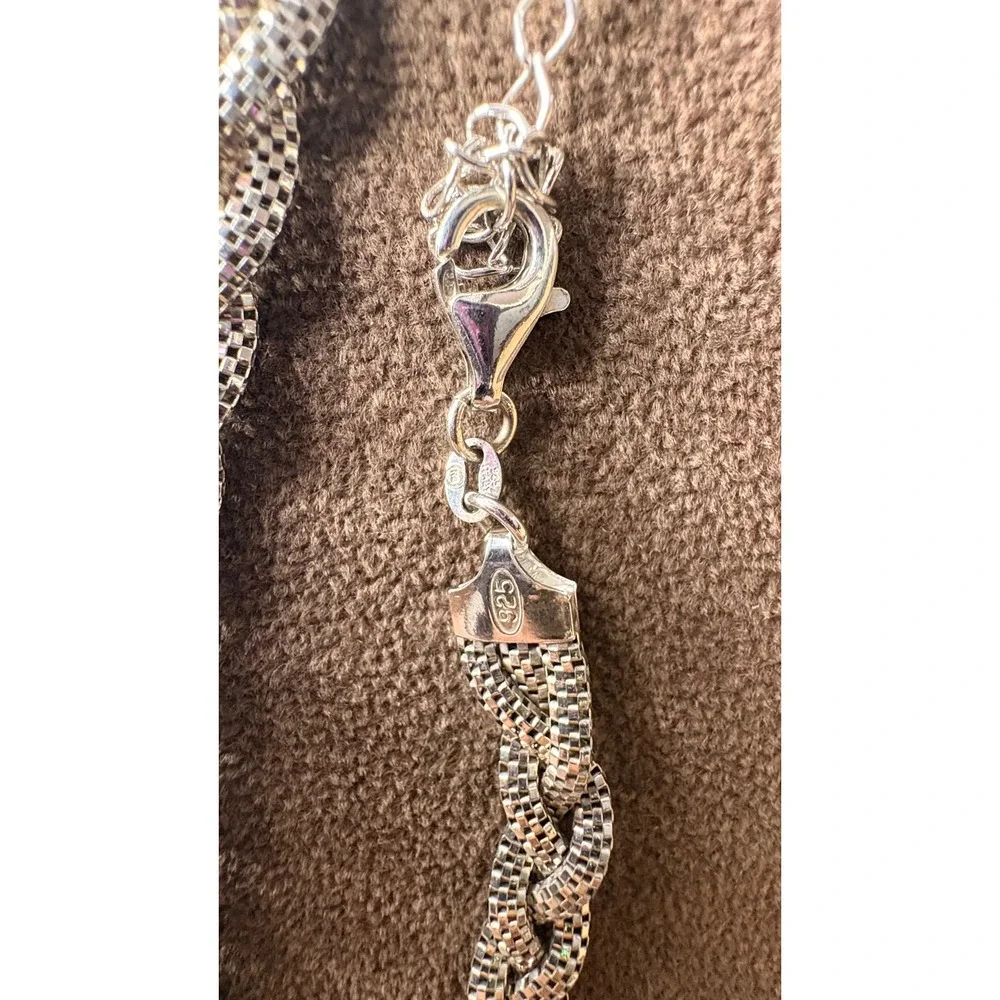 Jared Braided Popcorn Chain Necklace 925 Sterling Silver 16 Inch Woven Mesh
